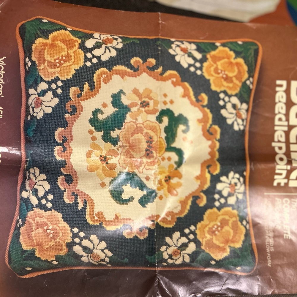 Vintage Needlepoint Pillow Kit.